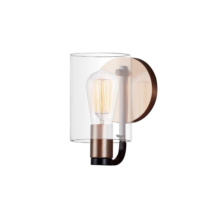 Justice Designs FSN-8081-CLER-MBBR One Light Wall Sconce, Matte Black w/ Brass