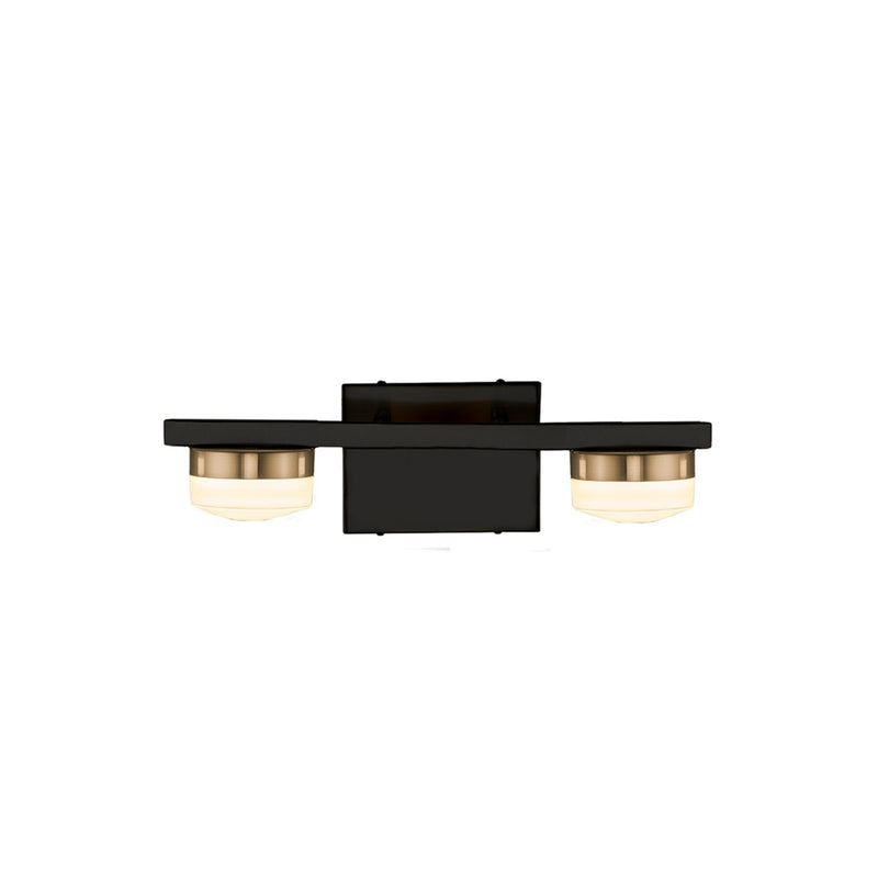 Justice Designs FSN-8992-OPAL-MBBR LED Bath Bar, Matte Black w/ Brass