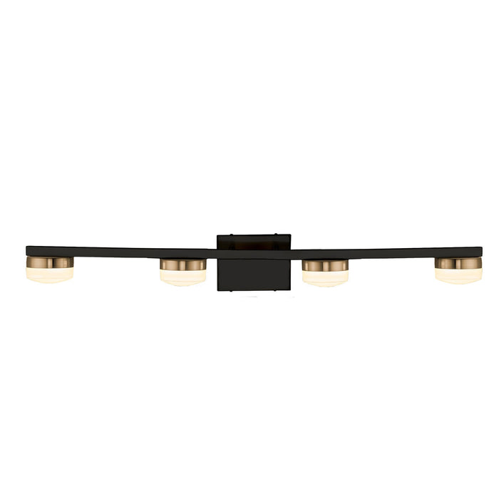 Justice Designs FSN-8994-OPAL-MBBR LED Bath Bar, Matte Black w/ Brass