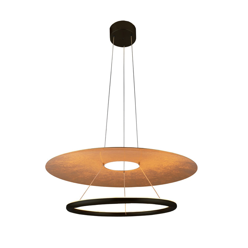 Justice Designs NSH-4432-MBGL LED Pendant, Matte Black & Gold Leaf