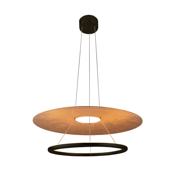 Justice Designs NSH-4432-MBGL LED Pendant, Matte Black & Gold Leaf