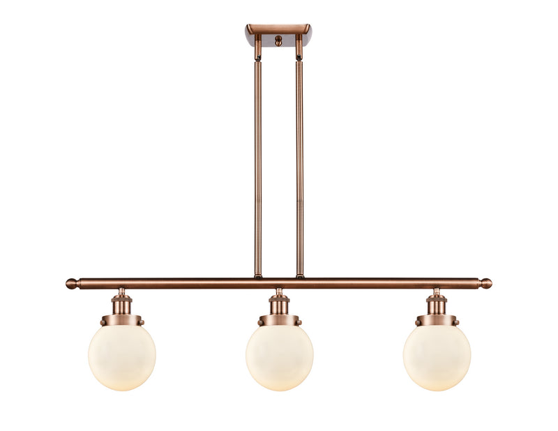 Innovations 916-3I-AC-G201-6-LED LED Island Pendant, Antique Copper