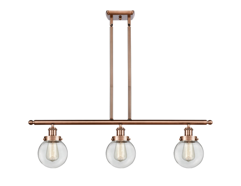Innovations 916-3I-AC-G202-6-LED LED Island Pendant, Antique Copper