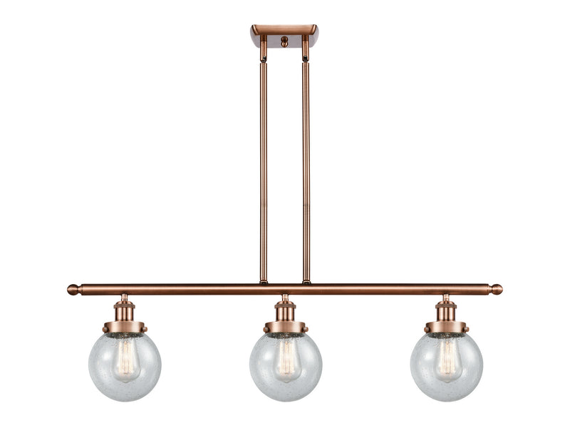 Innovations 916-3I-AC-G204-6-LED LED Island Pendant, Antique Copper
