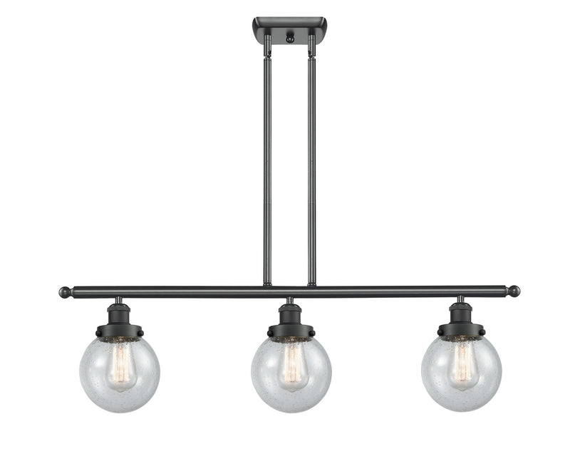 Innovations 916-3I-BK-G204-6-LED LED Island Pendant, Matte Black