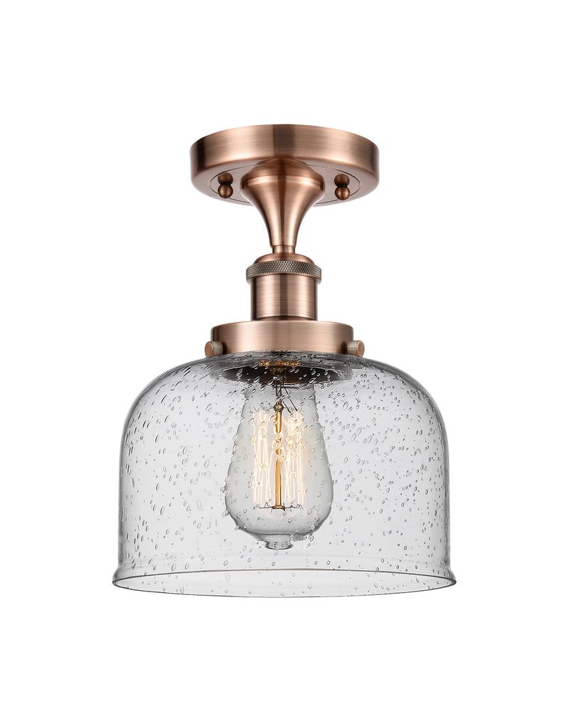 Innovations 916-1C-AC-G74 One Light Semi-Flush Mount, Antique Copper