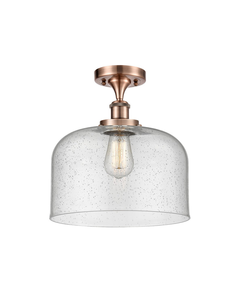 Innovations 916-1C-AC-G74-L One Light Semi-Flush Mount, Antique Copper