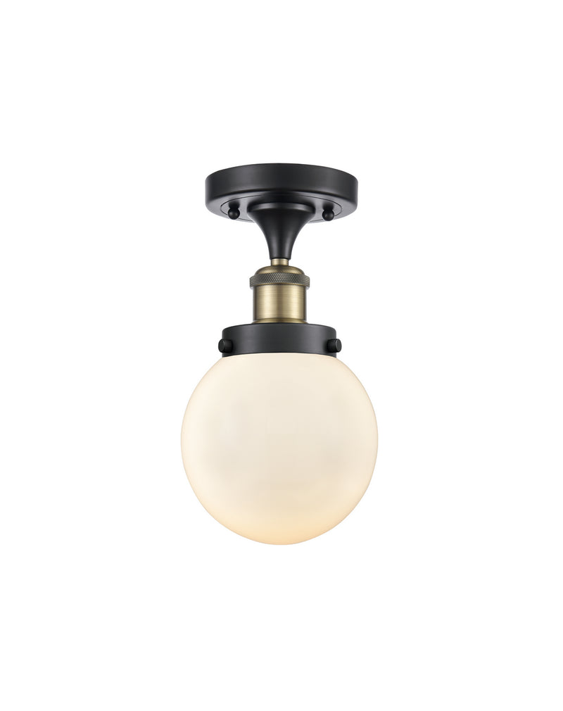 Innovations 916-1C-BAB-G201-6 One Light Semi-Flush Mount, Black Antique Brass