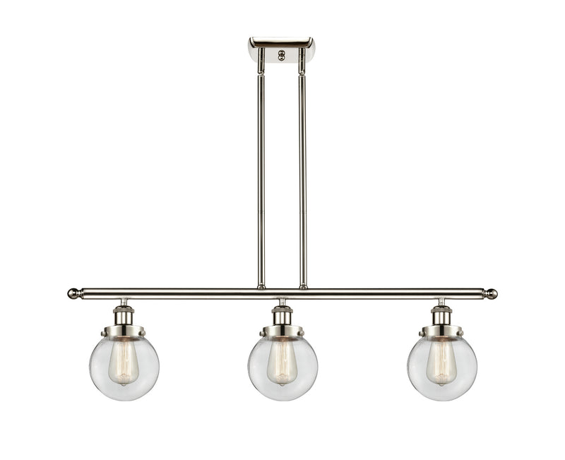 Innovations 916-3I-PN-G202-6 Three Light Island Pendant, Polished Nickel