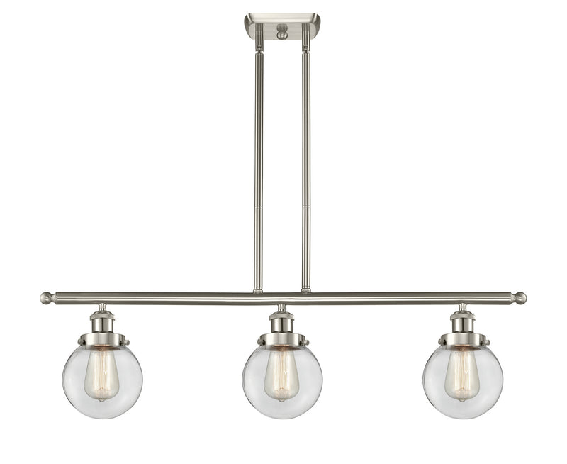 Innovations 916-3I-SN-G202-6-LED LED Island Pendant, Brushed Satin Nickel