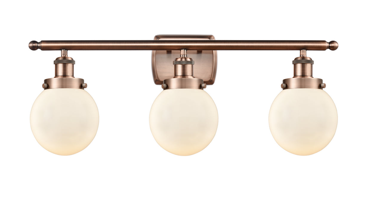 Innovations 916-3W-AC-G201-6 Three Light Bath Vanity, Antique Copper