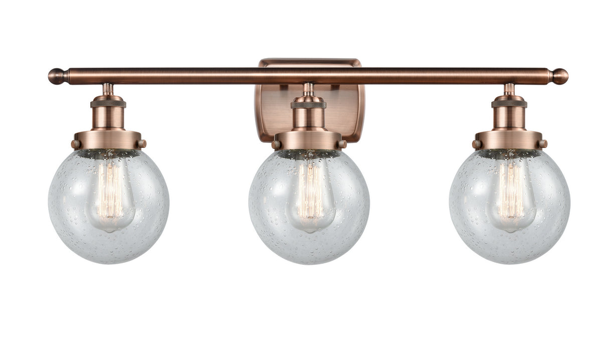 Innovations 916-3W-AC-G204-6 Three Light Bath Vanity, Antique Copper