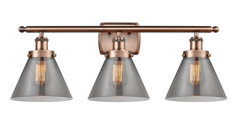 Innovations 916-3W-AC-G43 Three Light Bath Vanity, Antique Copper