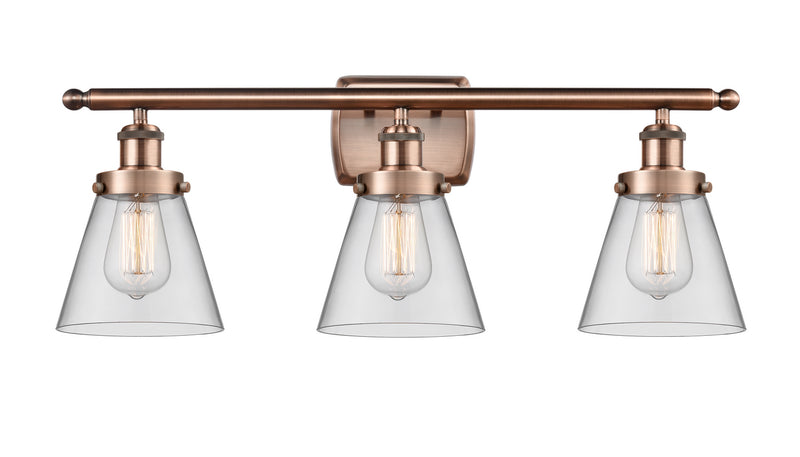 Innovations 916-3W-AC-G62 Three Light Bath Vanity, Antique Copper
