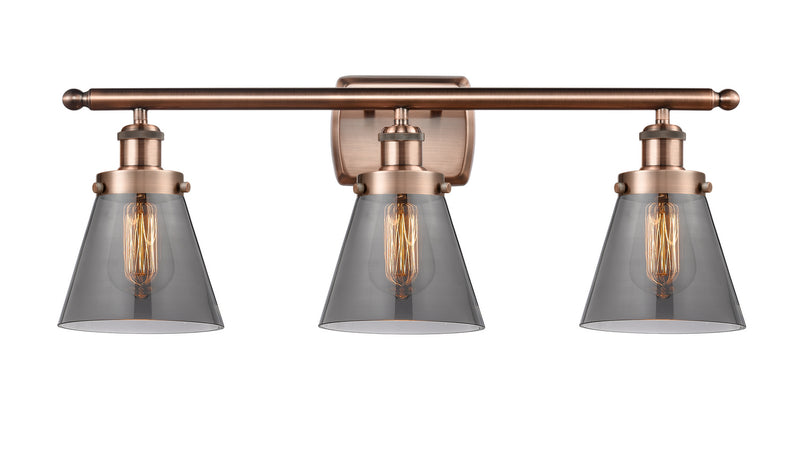 Innovations 916-3W-AC-G63 Three Light Bath Vanity, Antique Copper