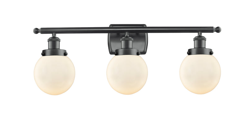 Innovations 916-3W-BK-G201-6 Three Light Bath Vanity, Matte Black