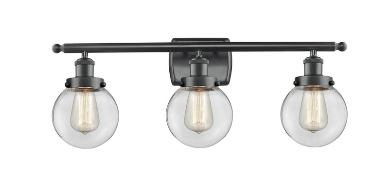 Innovations 916-3W-BK-G202-6 Three Light Bath Vanity, Matte Black