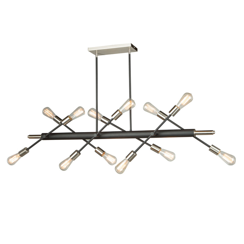 Artcraft AC11257NB 12 Light Island Pendant, Matte Black and Brushed Nickle