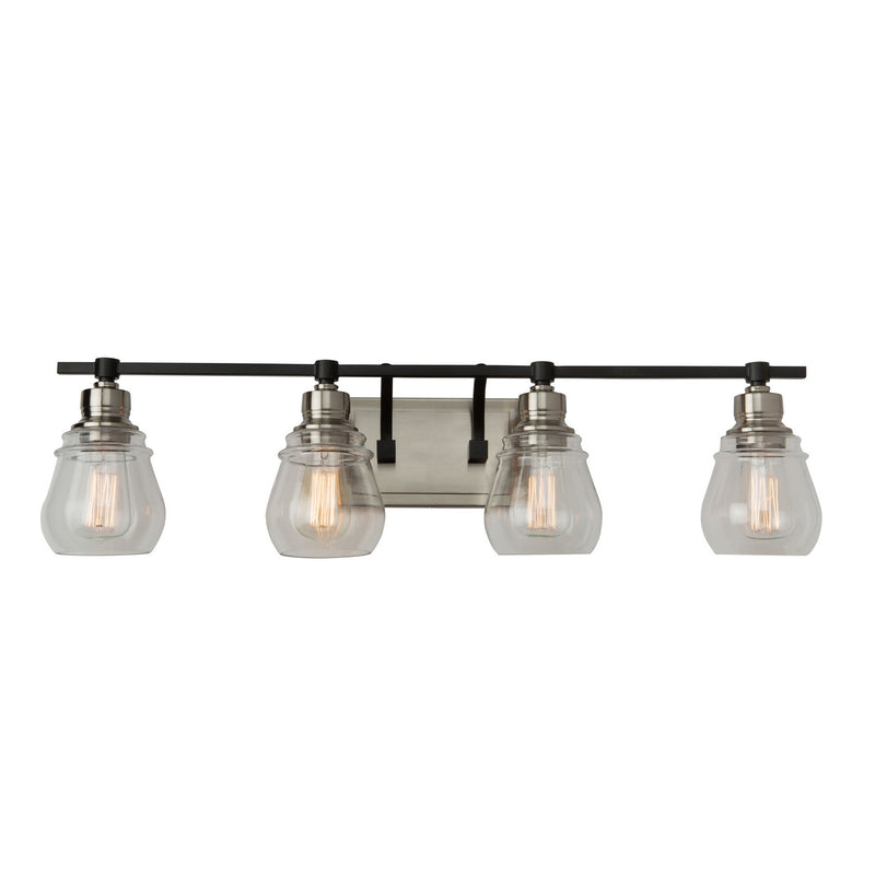 Artcraft AC11684NB Four Light Vanity, Black and Brushed Nickel