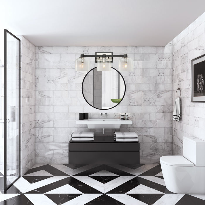 Artcraft AC11693NB Three Light Vanity, Black and Brushed Nickel