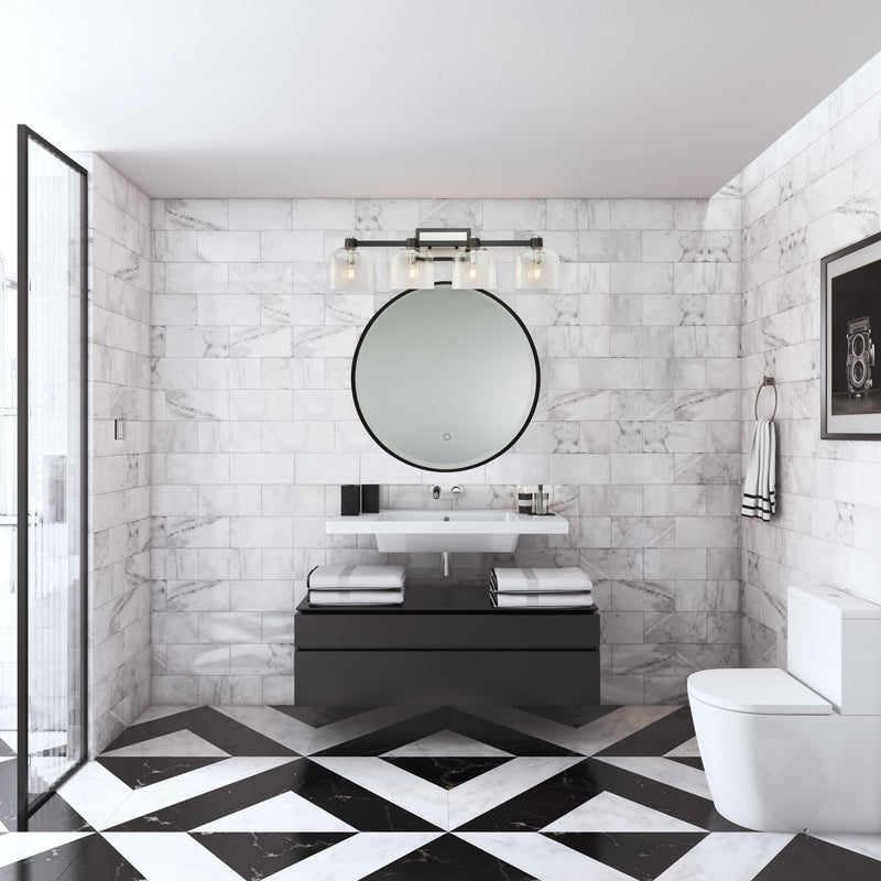 Artcraft AC11694NB Four Light Vanity, Black and Brushed Nickel
