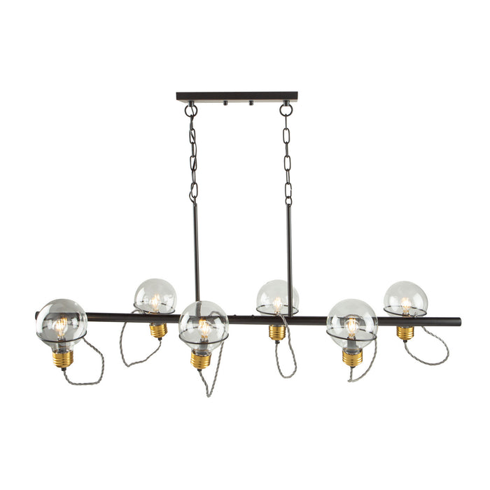 Artcraft AC11726BK Six Light Island Pendant, Black and Brushed Brass