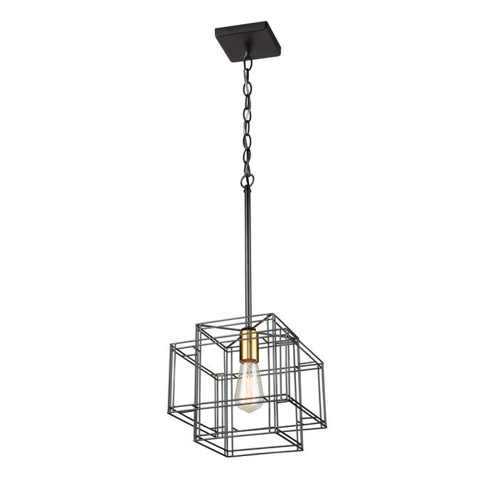 Artcraft AC11731BK One Light Pendant, Black and Brushed Brass