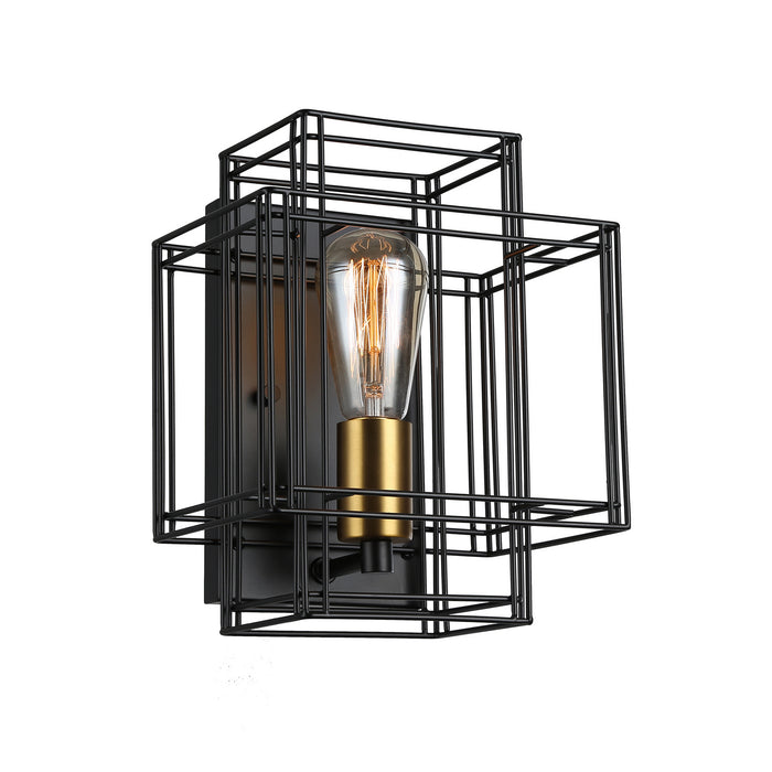 Artcraft AC11737BK One Light Wall Sconce, Black and Brushed Brass