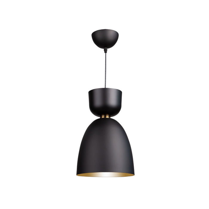 Artcraft SC13291BK One Light Pendant, Matte Black and Brass