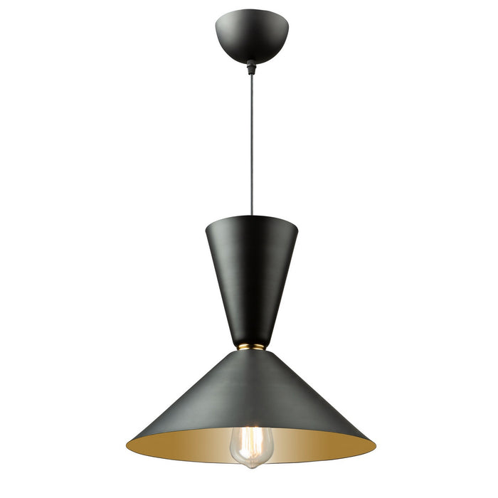 Artcraft SC13292BK One Light Pendant, Matte Black and Brass