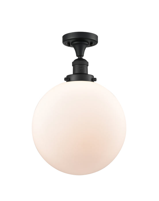 Innovations 517-1CH-BK-G201-12 One Light Semi-Flush Mount, Matte Black