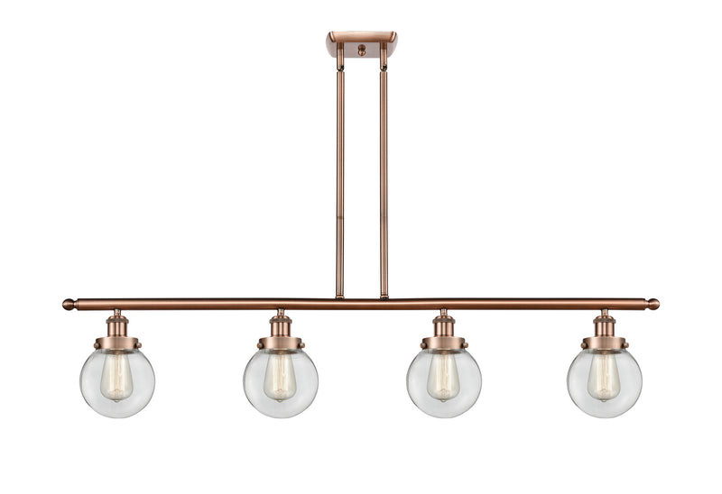 Innovations 916-4I-AC-G202-6 Four Light Island Pendant, Antique Copper