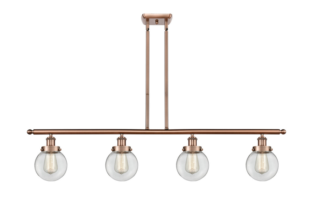 Innovations 916-4I-AC-G202-6-LED LED Island Pendant, Antique Copper