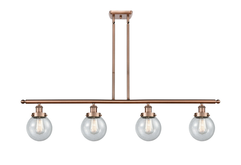 Innovations 916-4I-AC-G204-6-LED LED Island Pendant, Antique Copper
