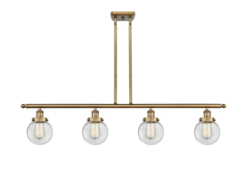 Innovations 916-4I-BB-G202-6 Four Light Island Pendant, Brushed Brass