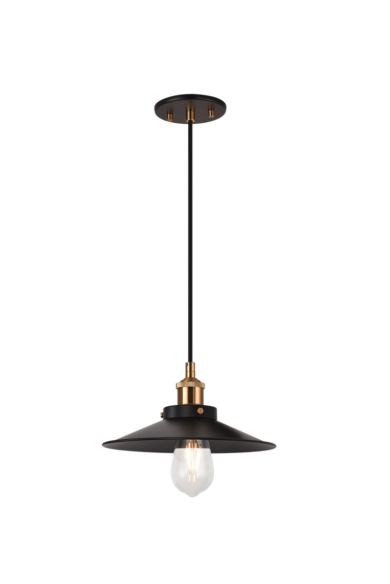 Matteo Lighting C46111AGBK One Light Pendant, Aged Gold Brass