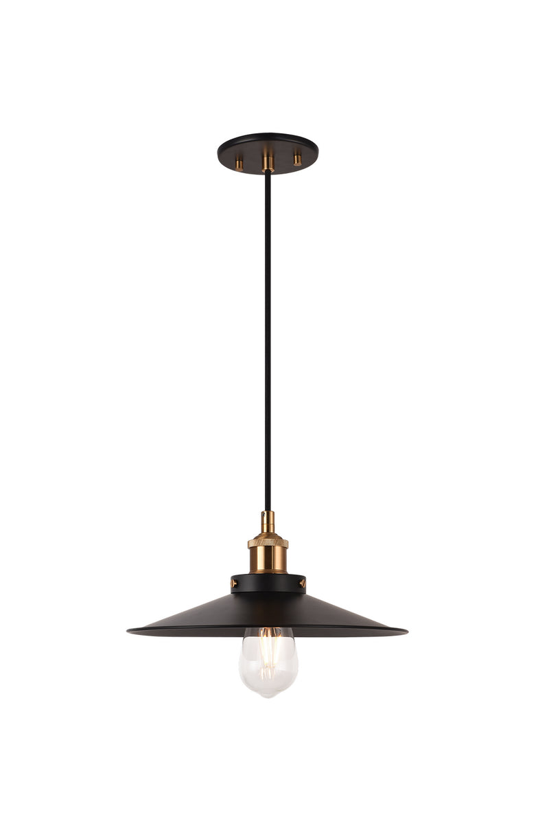 Matteo Lighting C46112AGBK One Light Pendant, Aged Gold Brass