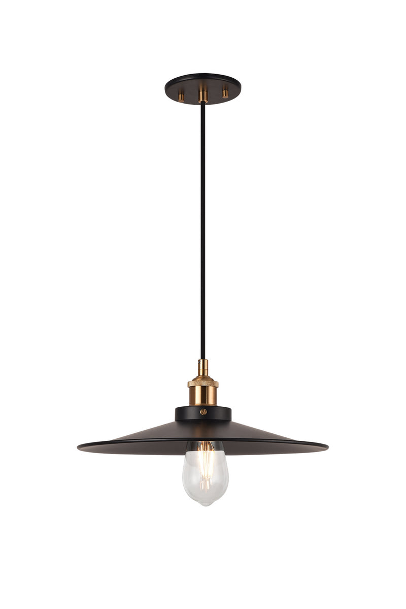Matteo Lighting C46113AGBK One Light Pendant, Aged Gold Brass