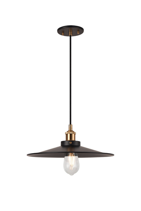 Matteo Lighting C46113AGBK One Light Pendant, Aged Gold Brass