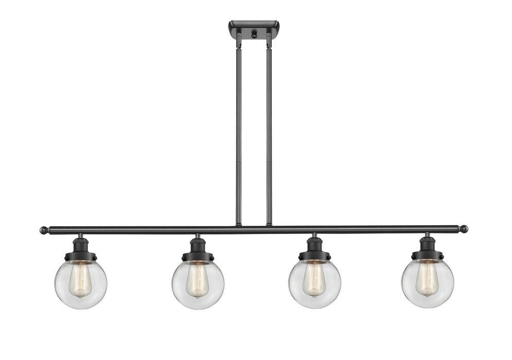 Innovations 916-4I-BK-G202-6 Four Light Island Pendant, Matte Black