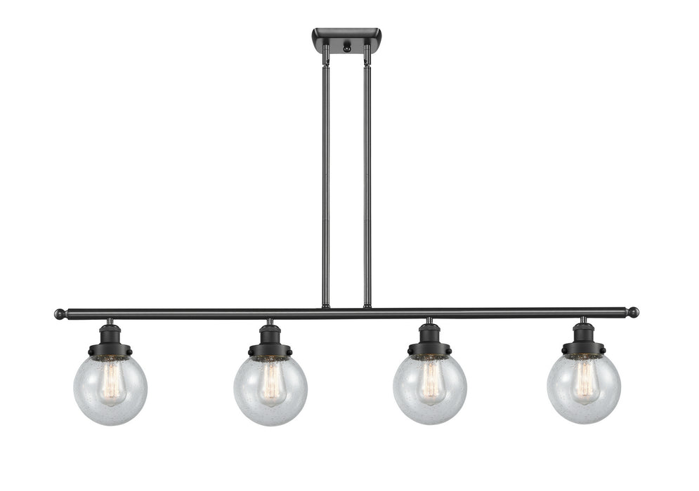 Innovations 916-4I-BK-G204-6 Four Light Island Pendant, Matte Black