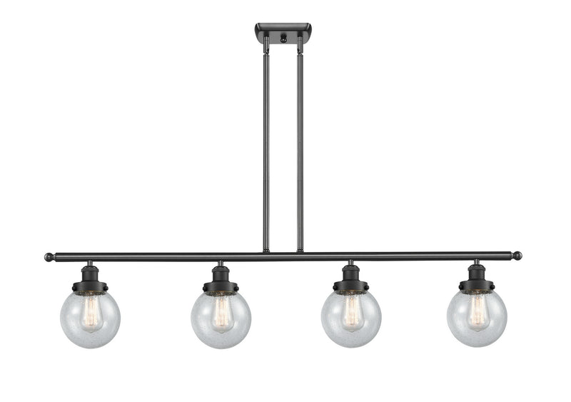 Innovations 916-4I-BK-G204-6-LED LED Island Pendant, Matte Black