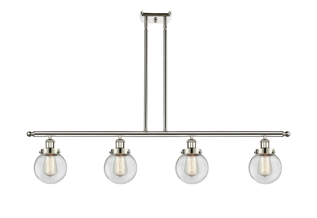 Innovations 916-4I-PN-G202-6 Four Light Island Pendant, Polished Nickel