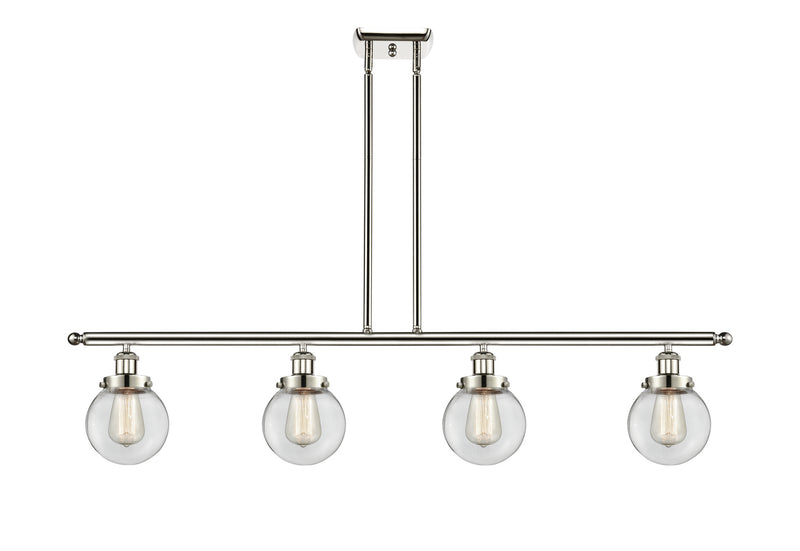 Innovations 916-4I-PN-G202-6-LED LED Island Pendant, Polished Nickel