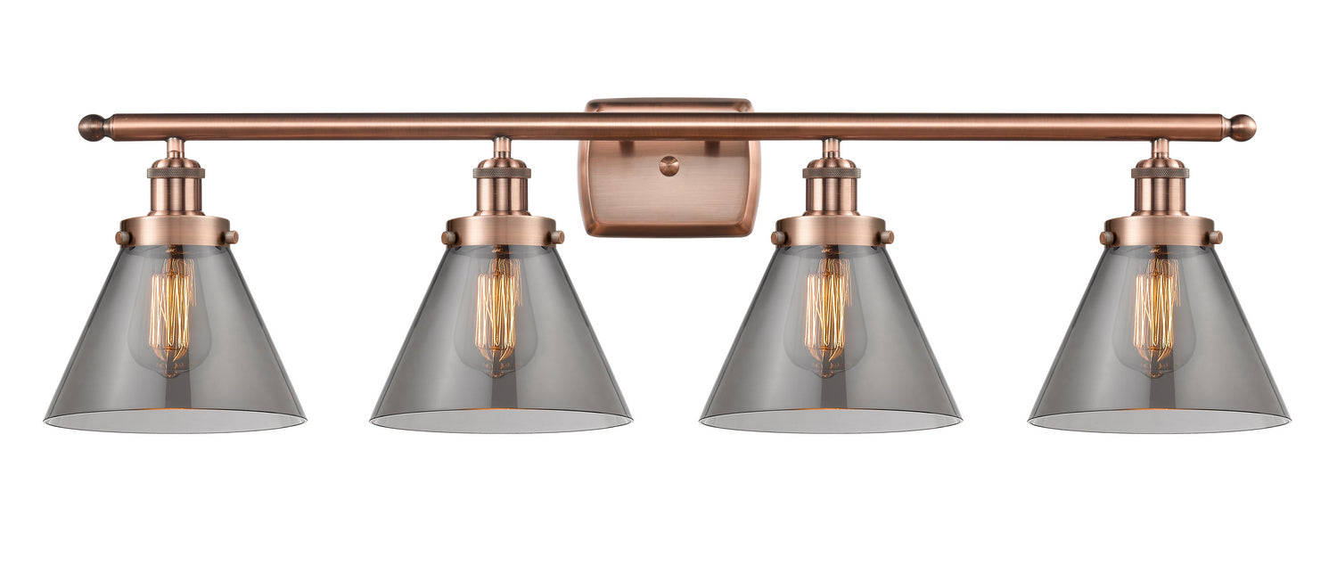 Innovations 916-4W-AC-G43 Four Light Bath Vanity, Antique Copper