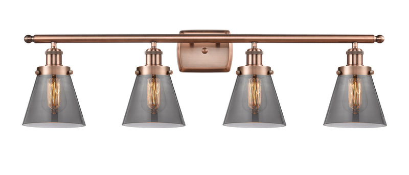 Innovations 916-4W-AC-G63 Four Light Bath Vanity, Antique Copper