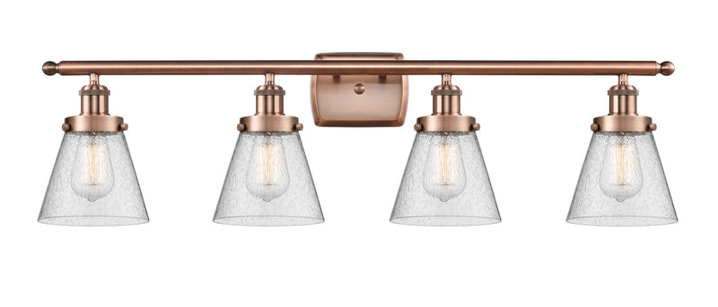 Innovations 916-4W-AC-G64 Four Light Bath Vanity, Antique Copper