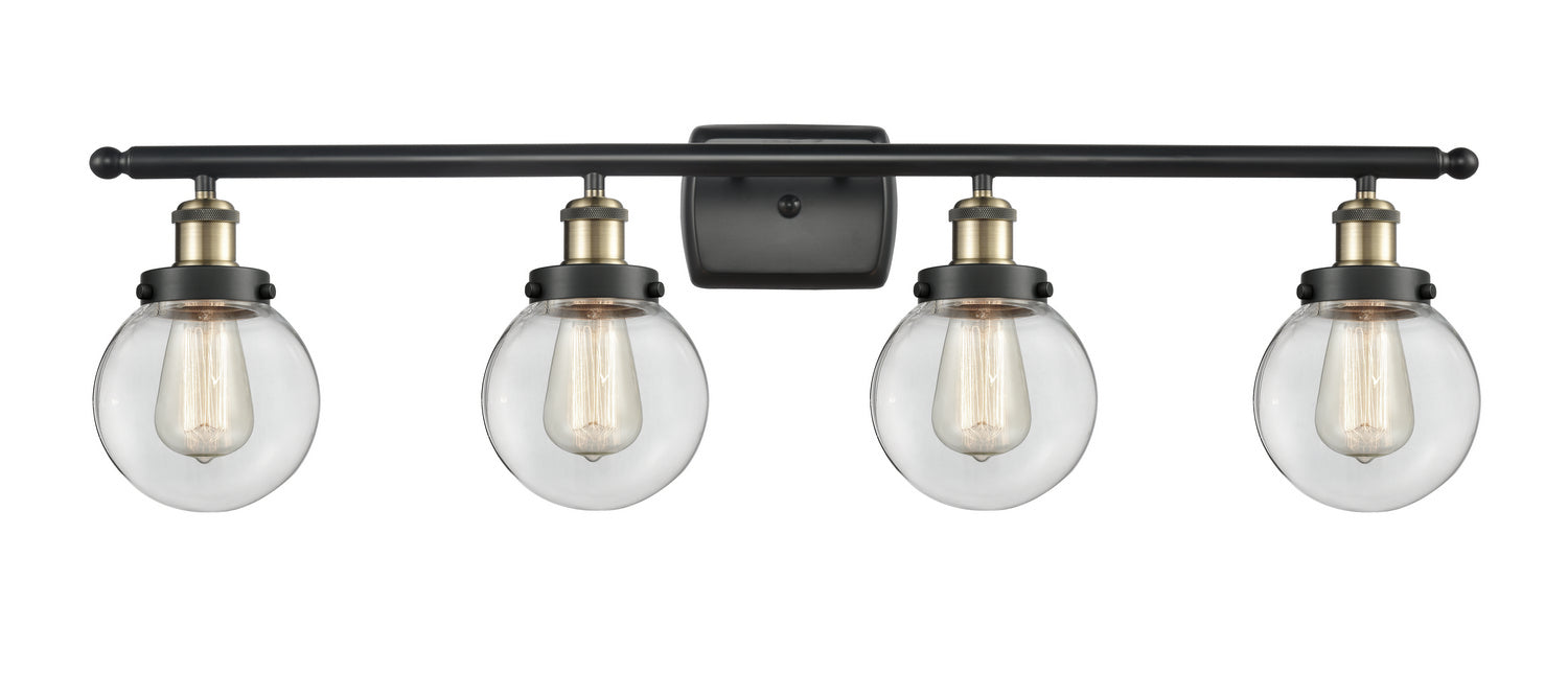 Innovations 916-4W-BAB-G202-6 Four Light Bath Vanity, Black Antique Brass