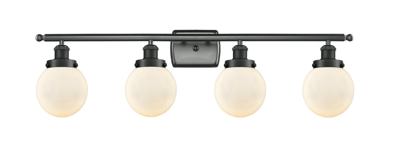 Innovations 916-4W-BK-G201-6 Four Light Bath Vanity, Matte Black