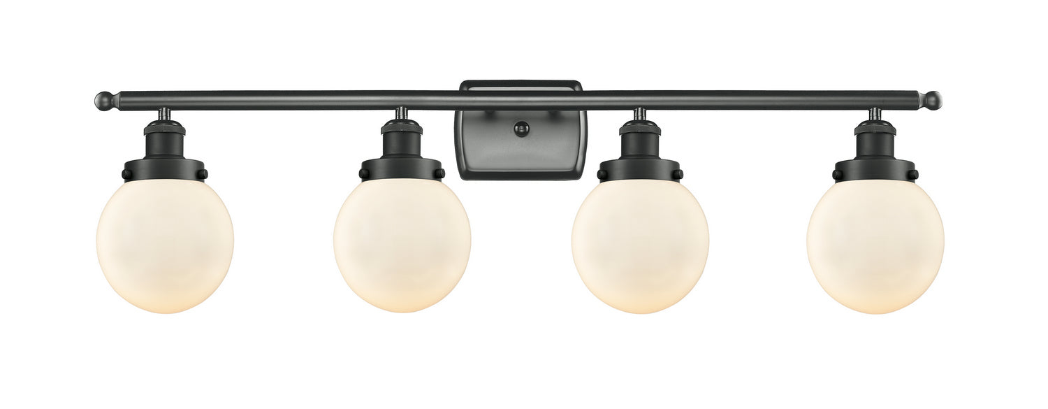 Innovations 916-4W-BK-G201-6 Four Light Bath Vanity, Matte Black